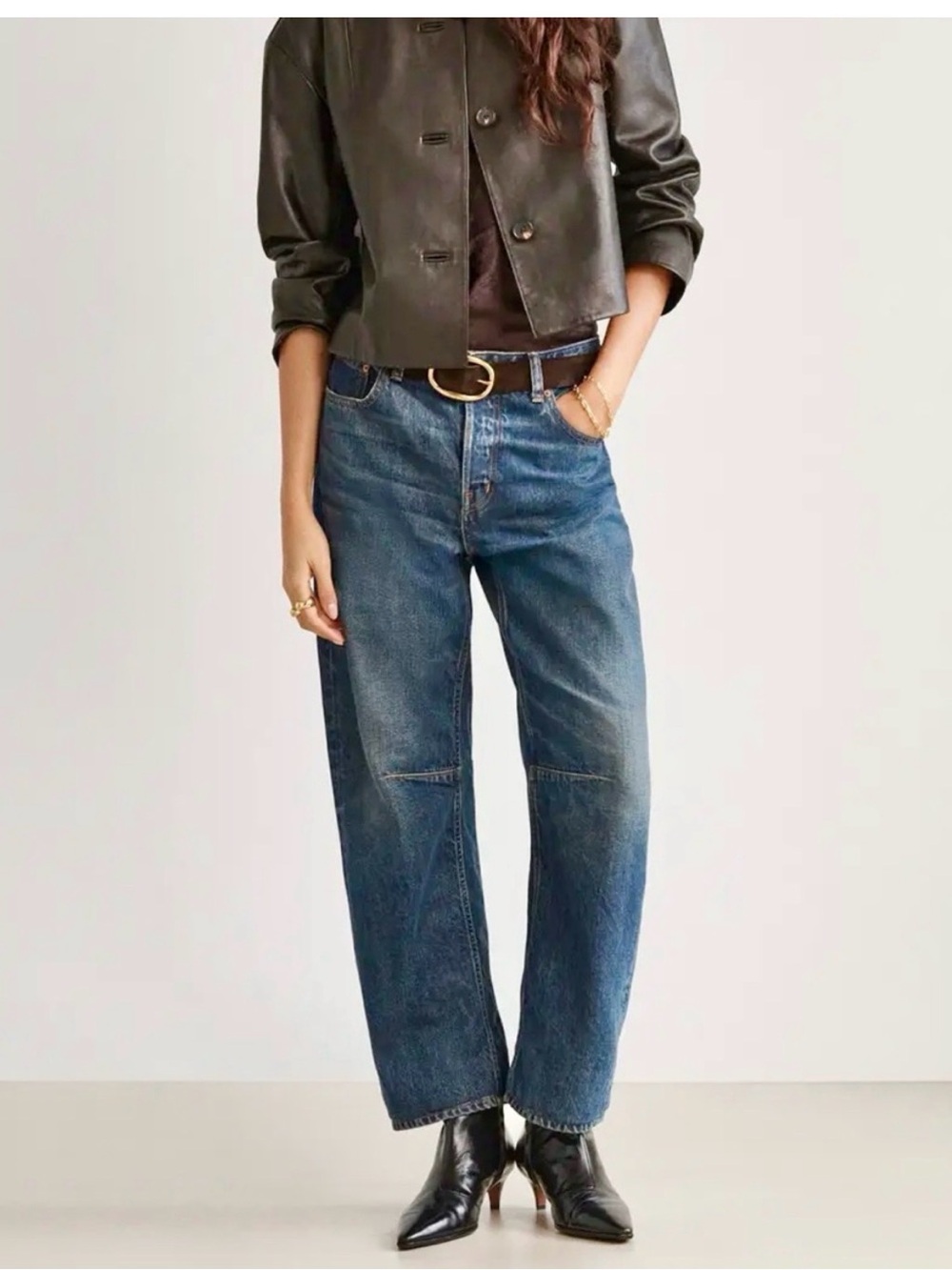 Madewell The Darted Barrel-Leg Jean Women’s Size 29Medium Wash Button Fly